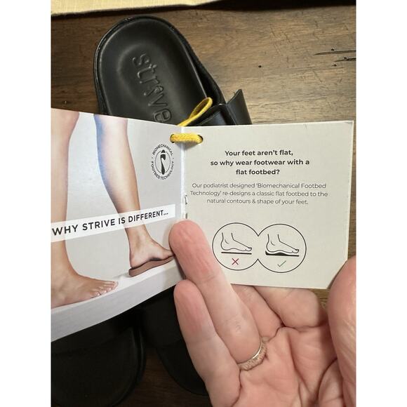 Strive Santorini Round Toe Two Strap Orthotic Sandal All Black Womens US 10-41 - Picture 5 of 7